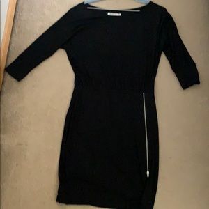 Black blouson dress with zip side skirt detail